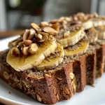Nahaufnahme von saftigem gesunden Bananenbrot.