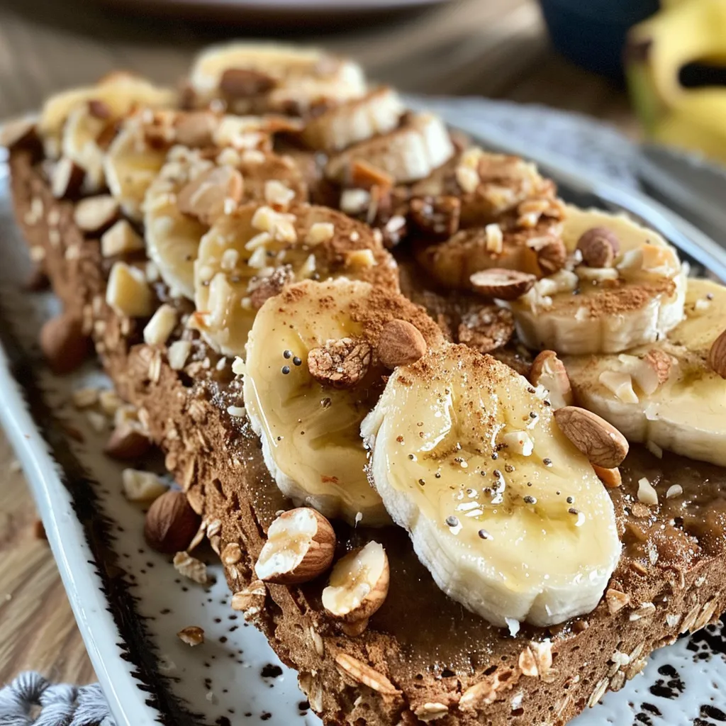 Seiteansicht eines köstlichen High Protein Bananenbrots, frisch gebacken.