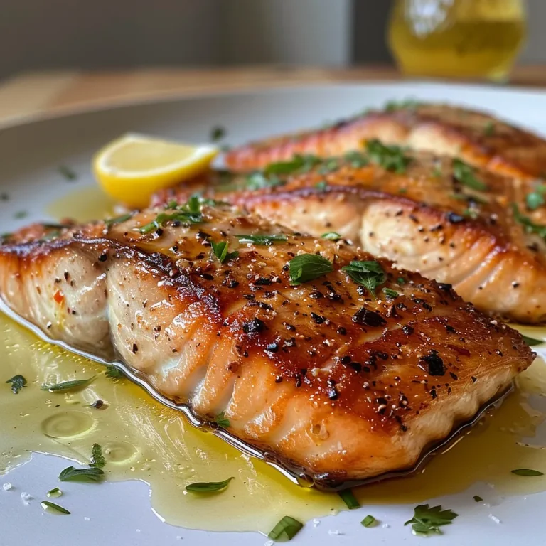 Nahaufnahme eines saftigen, cremigen Lachsfilets mit einer goldbraunen Kruste.