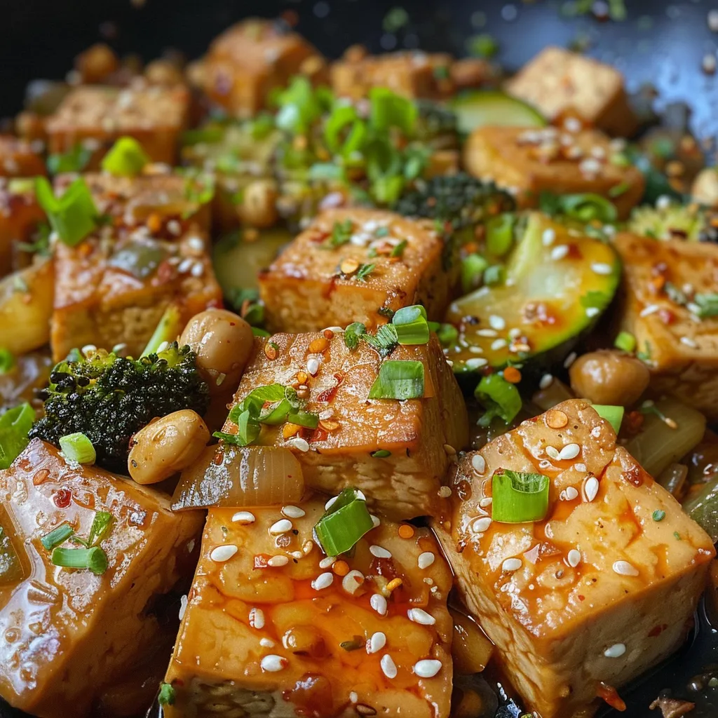 Seiteansicht einer köstlichen Gemüsepfanne mit Reis und frischen Zutaten.