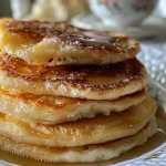 Nahe Ansicht von Haferflocken-Pfannkuchen, die auf einem Teller angerichtet sind.