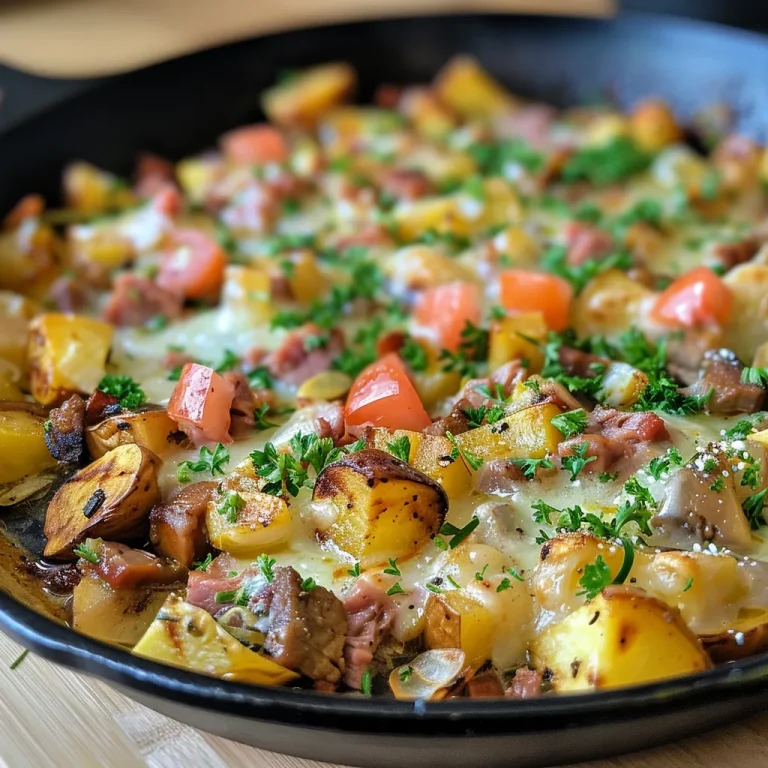 Nahaufnahme von einem Kartoffelauflauf mit Hackfleisch.