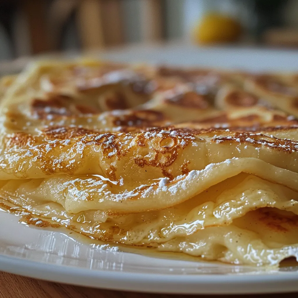Saftiger Pfannkuchen mit goldbrauner Oberfläche, aufgenommen mit einem iPhone 15 Pro.