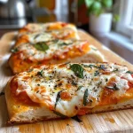 Nahaufnahme von saftigen Pizzabrötchen aus verschiedenen Blickwinkeln.