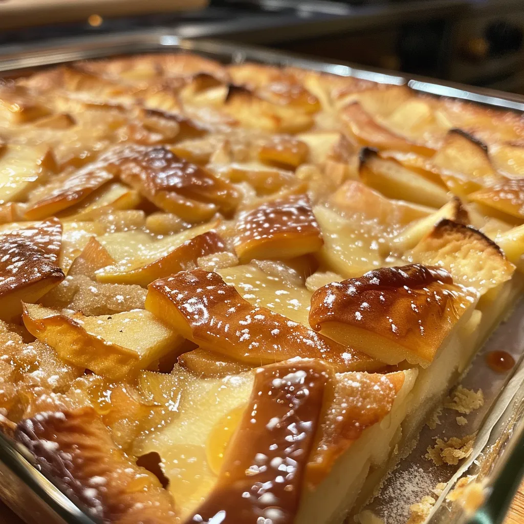 Detaillierte Nahaufnahme eines frisch gebackenen Apfelkuchens mit Äpfeln sichtbar.