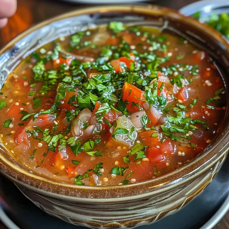 Nahaufnahme einer Schüssel marokkanischer Karotten-Rote-Linsen-Suppe.