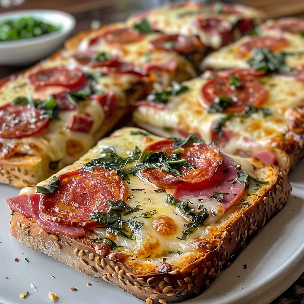 Nahaufnahme von Pizzabrötchen, gefüllt mit Käse und Pilzen.