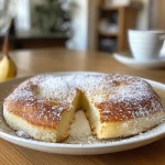 Saftige zuckerfreie Pfannkuchen auf einem Teller, seitliche Ansicht.