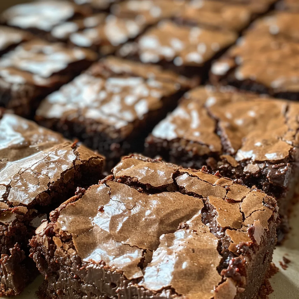Seitenansicht von köstlichen Schokoladen-Brownies, die auf einem Teller angerichtet sind.