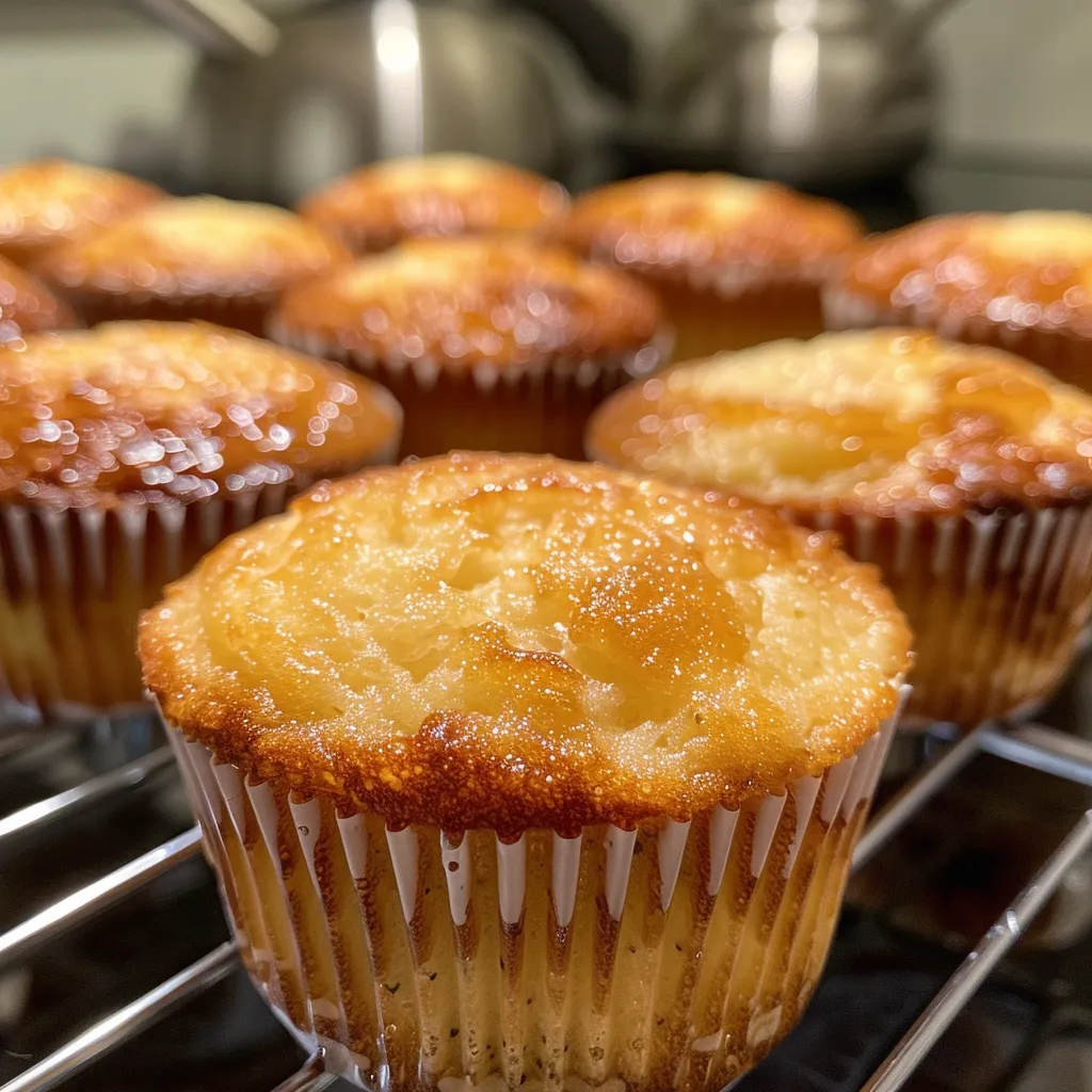 Nahaufnahme von saftigen Zitronen Muffins, goldbraun gebacken.