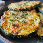 Saftige Käse-Zucchini-Steaks auf einem Teller mit frischer Petersilie garniert.