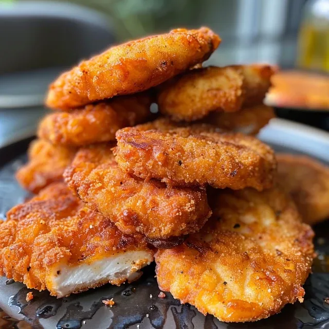 Nahaufnahme von knusprigen Hähnchen Tenders, überzogen mit Honig und Knoblauch.