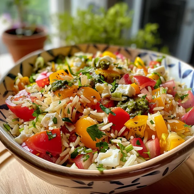 Bunter Reissalat: Ein Fest f r die Sinne und die Seele Nahaufnahme eines bunten Reissalats mit frischen Zutaten.