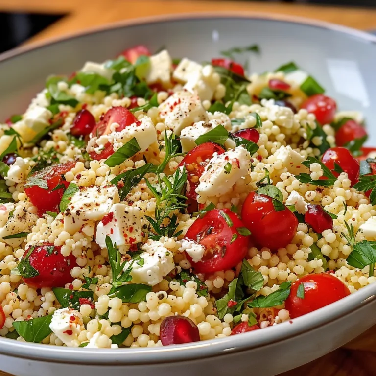 Bunte Frische: Couscous Salat mit Feta f r Jeden Tag Nahaufnahme eines bunten Couscous-Salats mit Feta, frischen Gemüsezutaten.