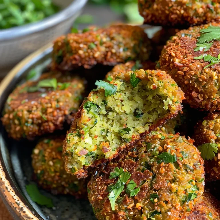 Saftige Falafel im Ofen, seitliche Nahaufnahme mit goldbrauner Kruste.