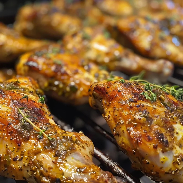 Saftiges, gegrilltes Hähnchen mit einem Zitronen-Thymian-Marinade, schön angerichtet.