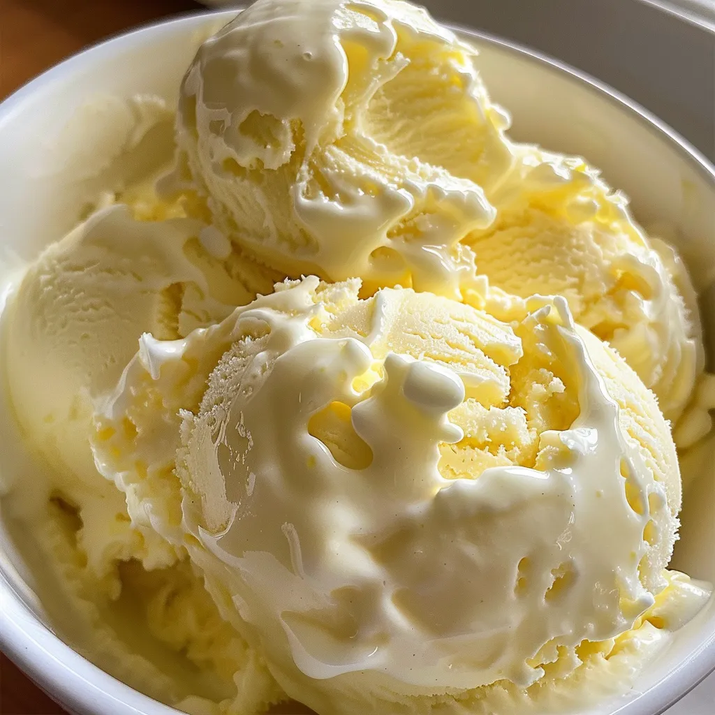 Seitenansicht von Limoneneis mit frischen Zitronenscheiben dekoriert.