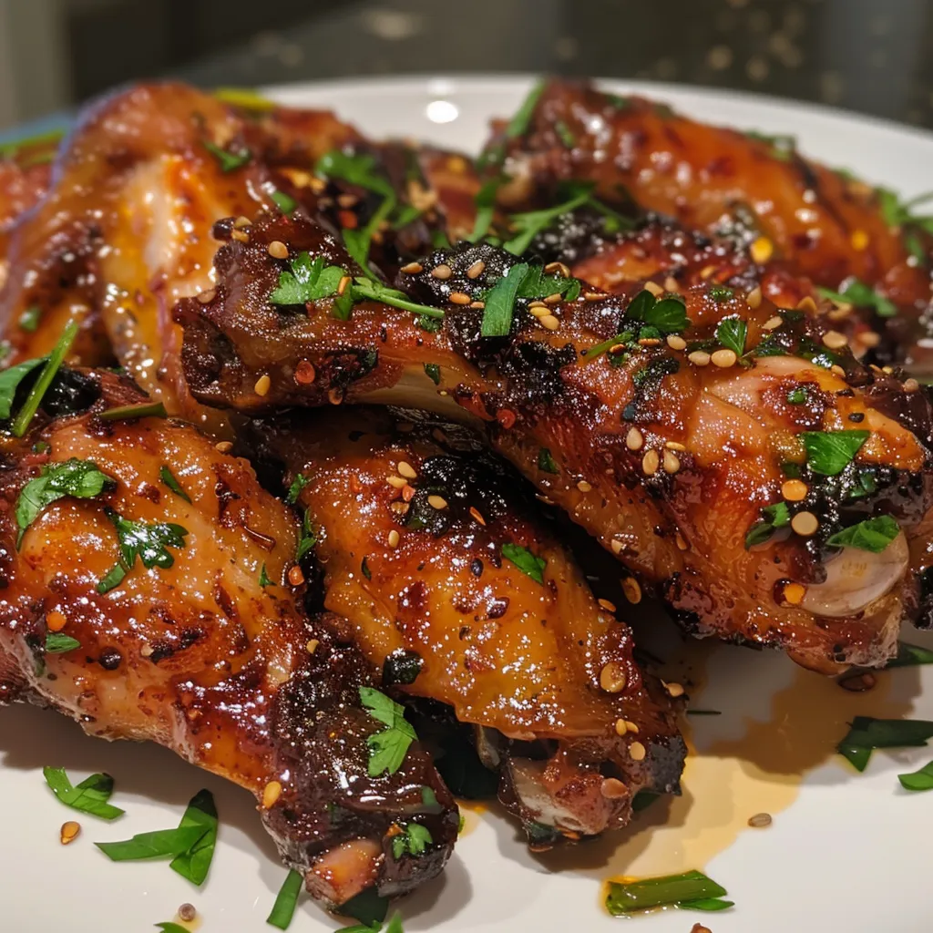 Seiteansicht von Low Carb Blumenkohl-Wings, umhüllt von aromatischer BBQ-Soße.