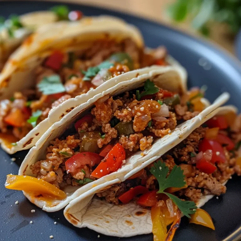 Juicy Mini Tacos filled with spiced ground beef, garnished with fresh toppings.