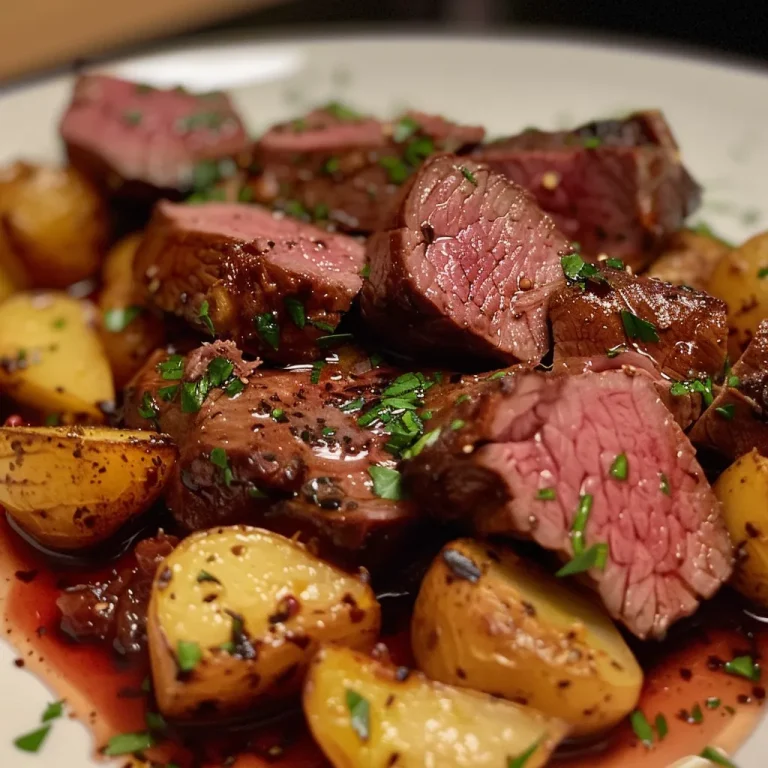 Nahaufnahme einer Paprika-Rindfleisch-Pfanne, die reichhaltige Farben und Texturen zeigt.