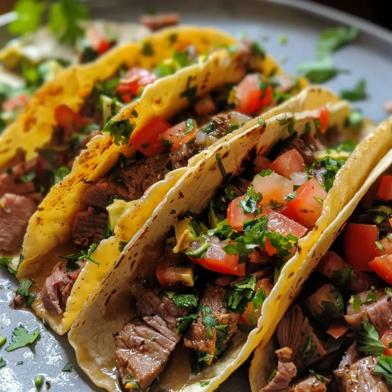 Knusprige Rinderhackfleisch-Tacos mit frischen Zutaten auf einem Teller.