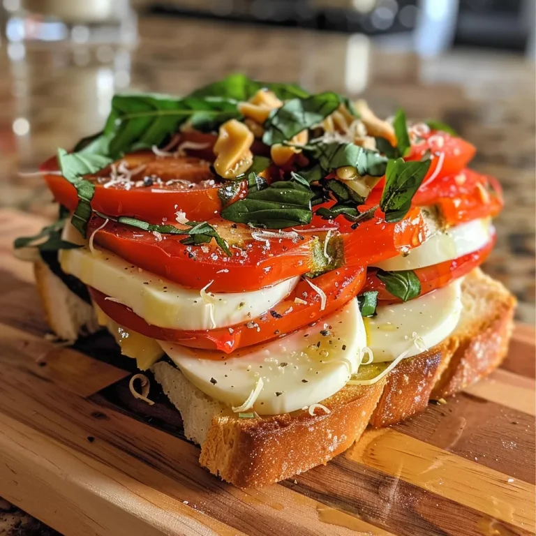 Nahaufnahme eines köstlichen Mozzarella-Sandwiches mit frischen Zutaten.