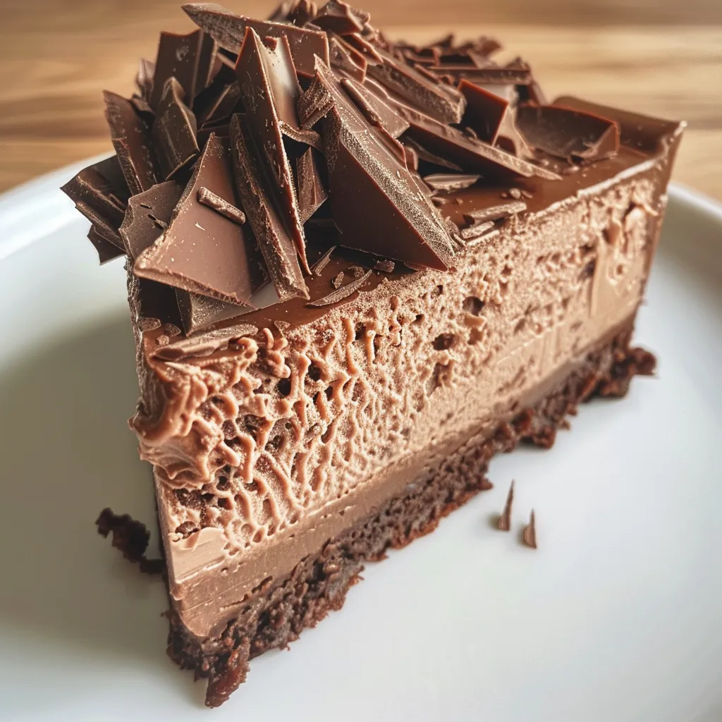 Seitenansicht eines köstlichen Schoko-Mousse-Desserts in einem eleganten Glas.