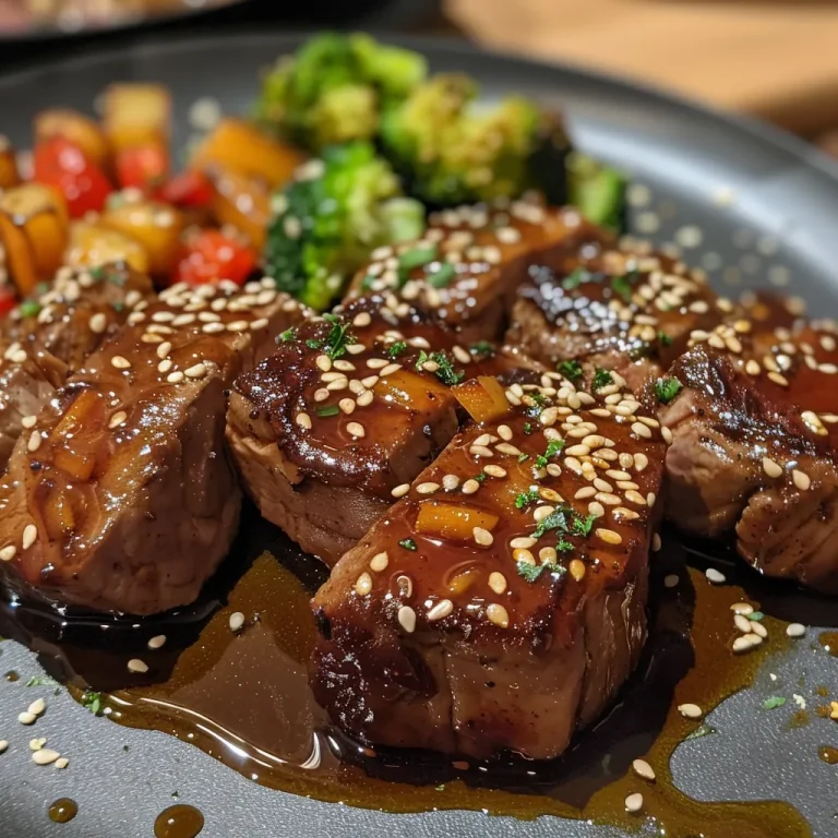 Sizzelnde Teriyaki-Rindfleisch-Pfanne: Ein Fest der Aromen Nahaufnahme einer Teriyaki-Rindfleisch-Pfanne mit buntem Gemüse.