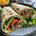 Saftige vegetarische Wraps gefüllt mit buntem Gemüse und Kidneybohnen.