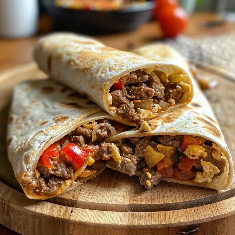 Saftige Wraps mit Hackfleisch, gefüllt mit Gemüse und Käse.