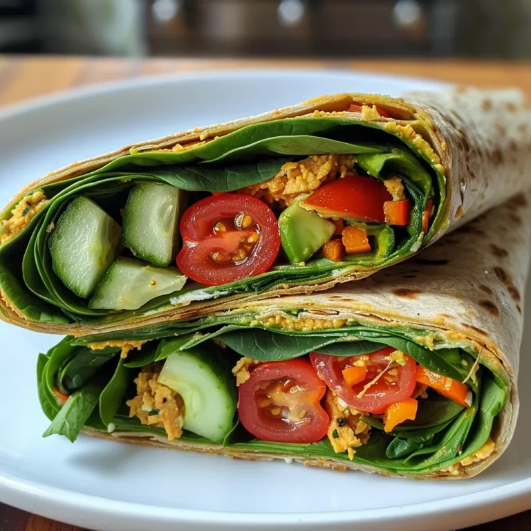 Nahaufnahme von veganen Wraps mit frischem Gemüse und Hummus.