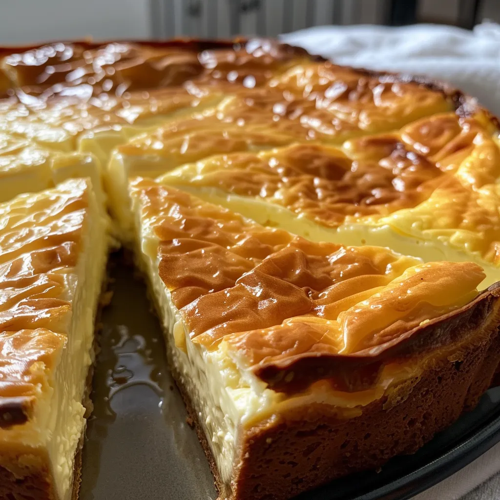 Seitenansicht eines saftigen Zitronen-Käsekuchens, dekoriert mit Zitrone.