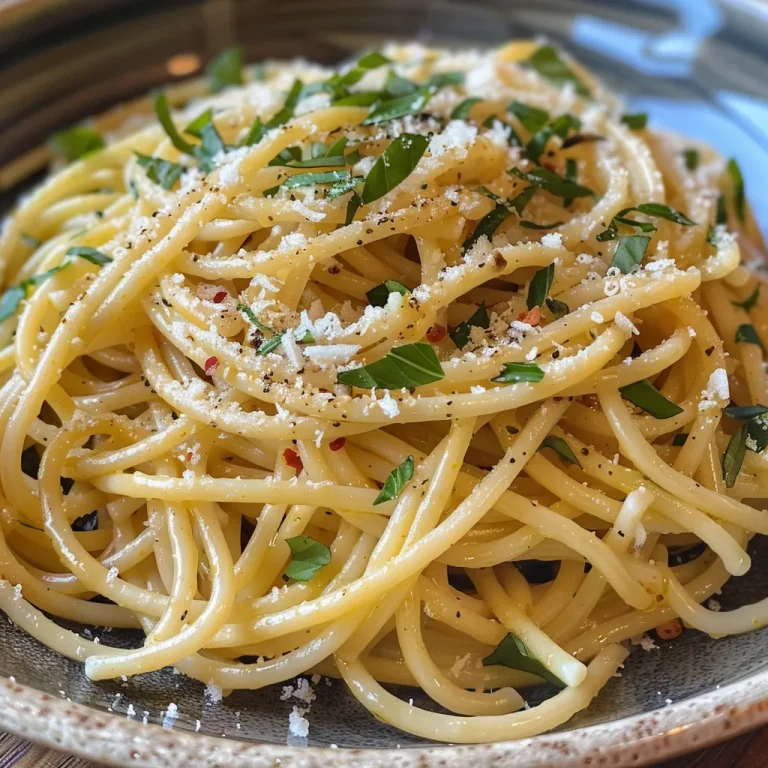 Erfrischende Pasta mit Basilikum und Zitrone für den perfekten Genuss Nahaufnahme von Basilikum-Zitronen-Pasta mit Spaghetti und frischem Basilikum.