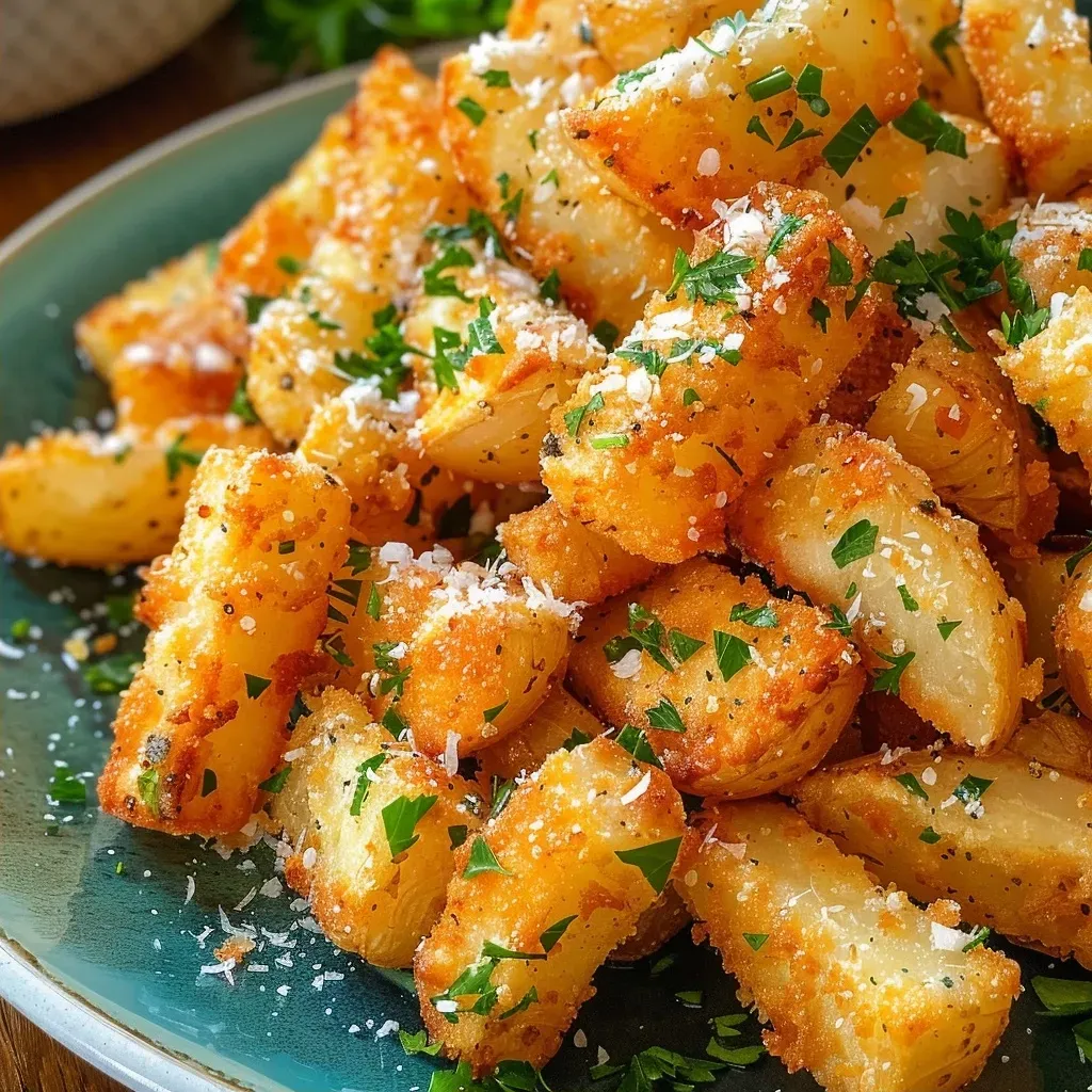 Seiteansicht von frisch frittierten, goldbraunen Kartoffelpüree-Fries.