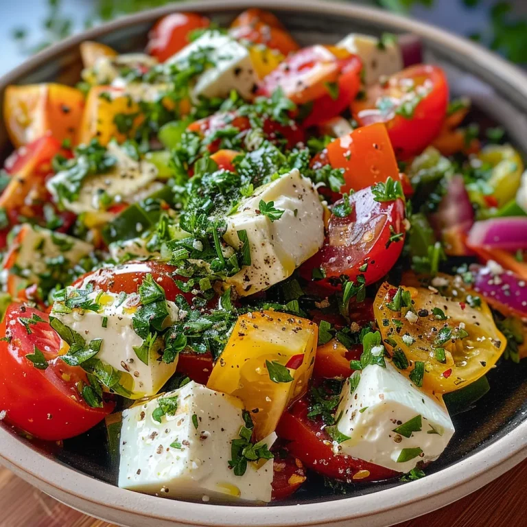 Frische Genussmomente: Griechischer Kichererbsensalat Einfach Zubereitet Nahaufnahme eines frischen Griechischen Kichererbsensalats mit bunten Zutaten.