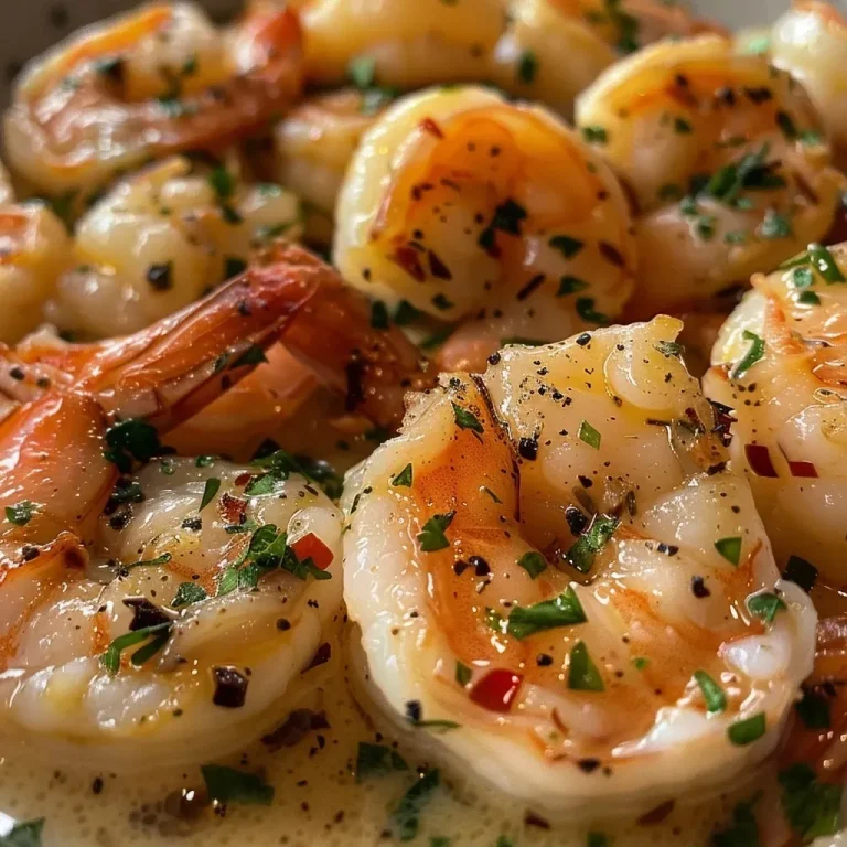 Nahaufnahme von saftigem Hähnchen Scampi mit cremigem Knoblauch Parmesan Reis.