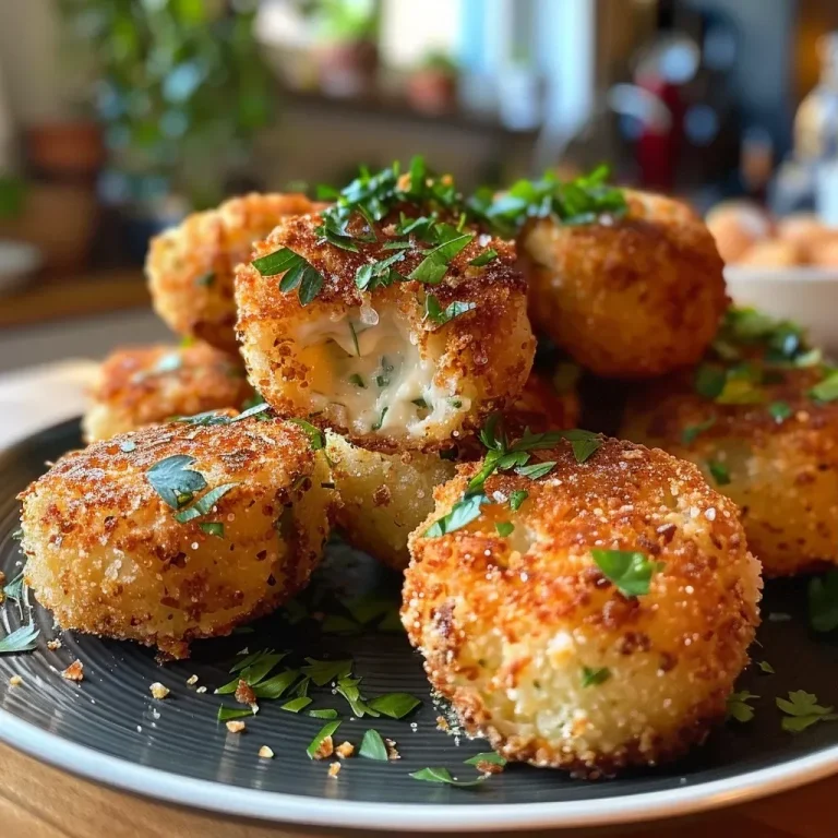 Köstliche Blumenkohl-Kroketten: Einfach, Knusprig und Gesund Knusprige Blumenkohlkroketten auf einem Teller, seitenansicht.