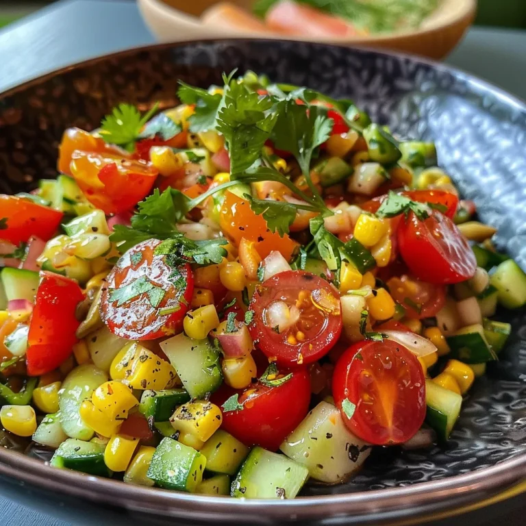 Nahaufnahme von Mais-Salat mit frischen Zutaten.