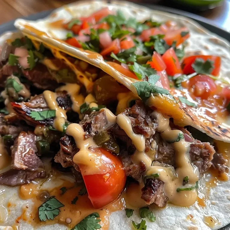 Nahaufnahme eines saftigen Nacho Käse Rindfleisch Wrap mit frischen Toppings.