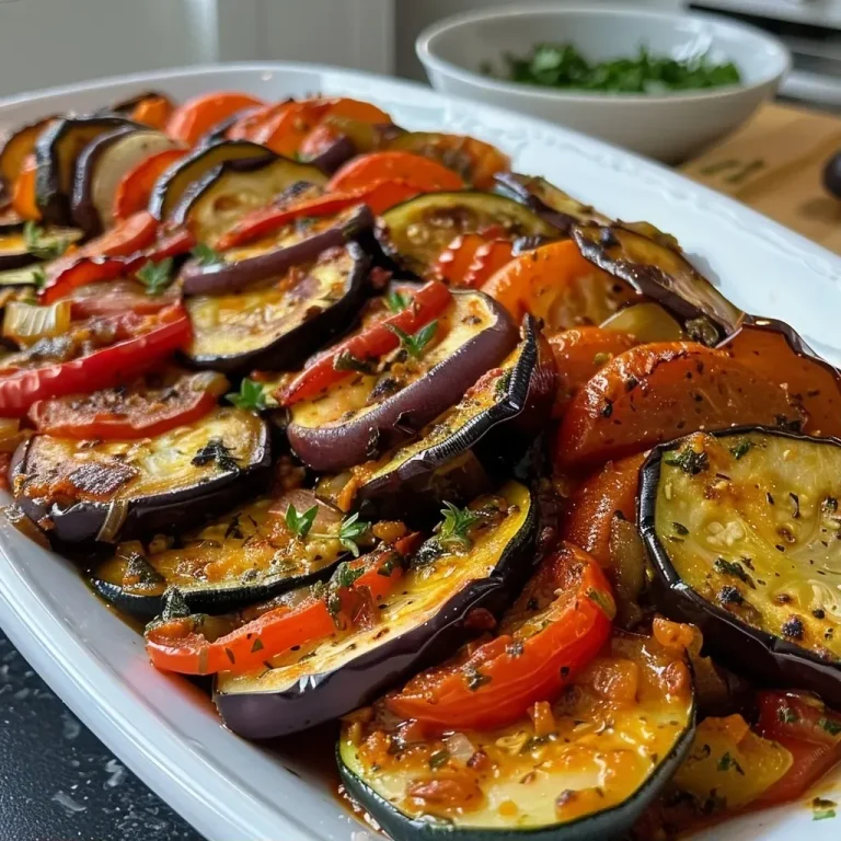 Nahaufnahme von Ofengemüse, das mit mediterranen Kräutern gewürzt ist.