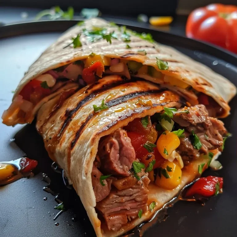 Nahaufnahme eines saftigen Rindfleisch-Burritos, gefüllt mit Rinderhackfleisch und frischen Zutaten.