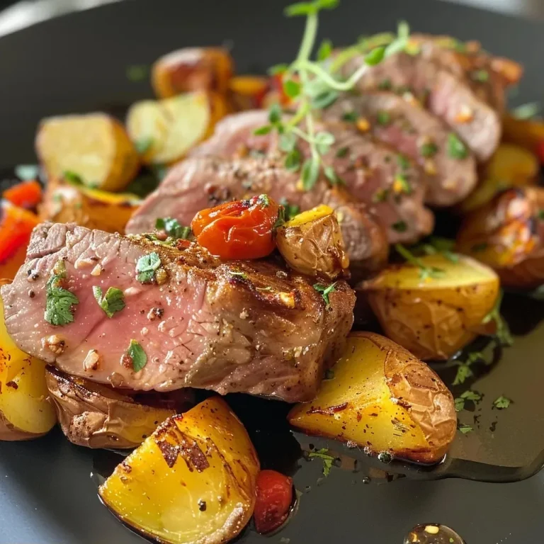 Nahaufnahme einer Rindfleisch-Gemüse-Pfanne mit buntem Gemüse.