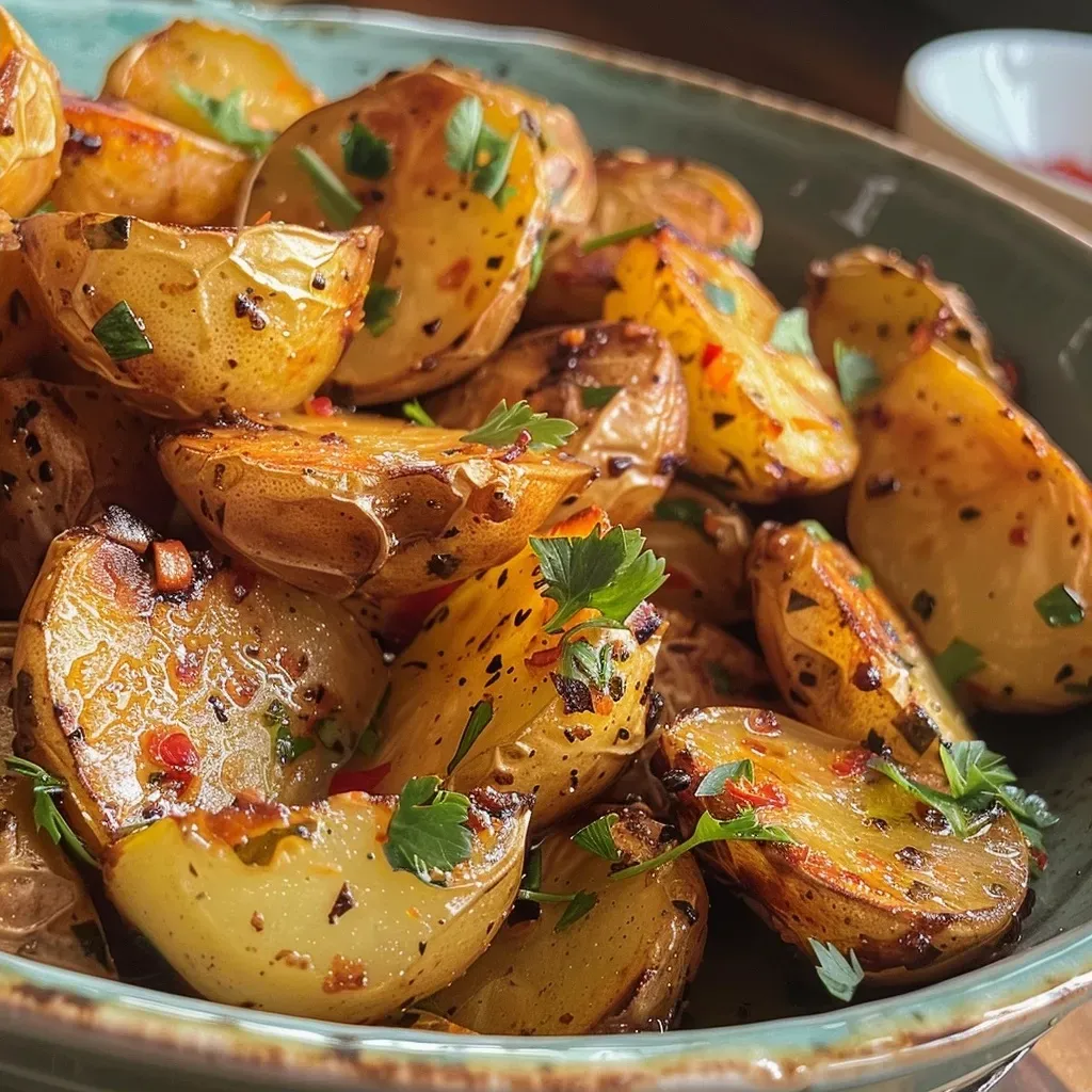 Saftige Süßkartoffel Pommes in Spalten geschnitten, auf einem rustikalen Tisch.