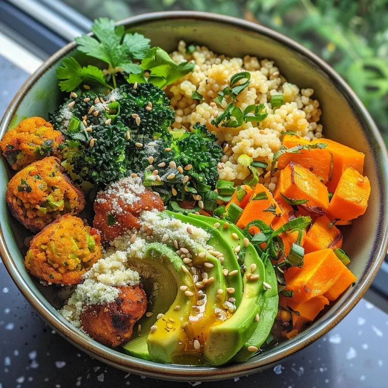 Sabores Vibrantes en un Tazón: La Couscous Veggie que Te Sorprenderá Nahaufnahme einer bunten Veggie-Couscous-Schüssel mit frischem Gemüse.