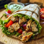 Saftiger gegrillter Hühnchenwrap mit frischen Zutaten.