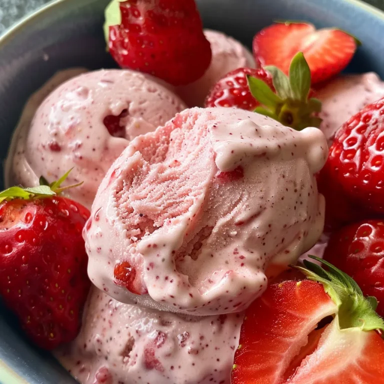 Nahaufnahme von cremigem Erdbeer-Joghurt mit frischen Erdbeeren.