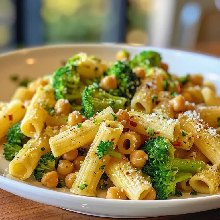 ['Close-up view of broccoli chickpea pasta in olive oil with garlic.', 'Side angle of a bowl filled with broccoli, chickpeas, and pasta garnished with herbs.', 'Juicy broccoli chickpea pasta showcasing vibrant green broccoli florets.', 'Detailed photograph of chickpea pasta dish with garlic and lemon zest.']