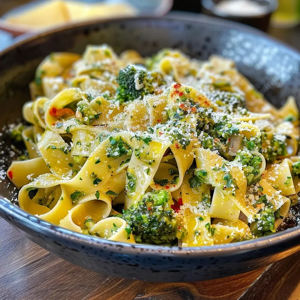 ['Close-up of broccoli pasta with vibrant green broccoli and golden olive oil glistening.', 'A side view of a bowl filled with broccoli pasta topped with grated parmesan and basil leaves.', 'Juicy broccoli pasta dish featuring short pasta mixed with garlic and red pepper flakes.', 'A delicious serving of broccoli pasta showcasing fresh ingredients and a sprinkle of cheese.']