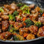 ['Close-up view of a vibrant Brokkoli Pfanne filled with broccoli, chickpeas, and spices.', 'A delicious stir-fried broccoli dish featuring chopped ingredients and fresh herbs.', 'Side view of a colorful pan showcasing sautéed broccoli and other vegetables.', 'Juicy Brokkoli Pfanne with a medley of ingredients, highlighting its fresh appearance.']