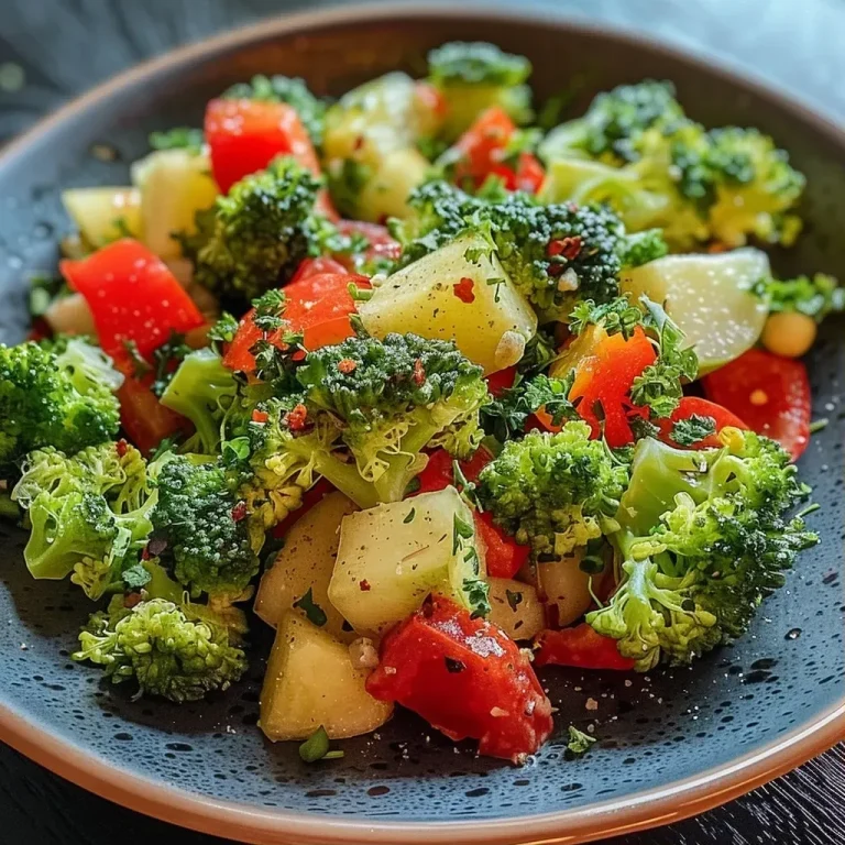 ['A colorful Brokkoli Rohkost Salat featuring broccoli florets, red bell pepper, diced apple, and seeds.', 'A vibrant side view of a fresh raw broccoli salad with various vegetables and a drizzle of dressing.', 'Close-up of a crunchy raw broccoli salad with red pepper, apple cubes, and sunflower seeds on a white plate.', 'A healthy Brokkoli Rohkost Salat showcasing bright green broccoli, red bell pepper, and golden sunflower seeds.']